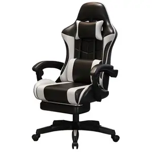 Chaise de bureau pivotante en PVC Style course de massage ergonomique avec fonction de jeu RVB en cuir et matériaux métalliques