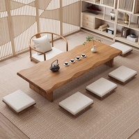 Table et chaises de salon de style japonais en bois massif avec espace de rangement, design personnalisable