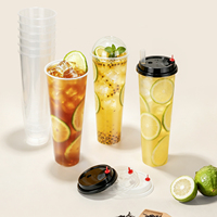 Lides 1000ml hoge, slanke PP beker, verdikte harde plastic wegwerp beker, aangepaste logo voor bubble tea & fruitdrank verpakkingen