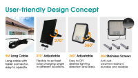 Projecteur solaire LED certifié CE, extérieur, IP65, étanche, avec détecteur de mouvement PIR pour cour, entrepôt