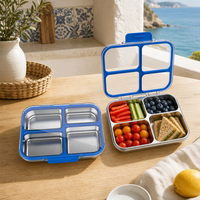 S004-2 Boîte à bento mignonne en acier inoxydable 304 avec couvercle en plastique, capacité 1-3L, plus de 3 compartiments, sans BPA, anti-fuite, compatible micro-ondes, pour nouveau-né