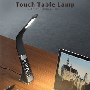 Lámpara de Escritorio Flexible con Calendario, Protección Ocular, Cuello de Cisne Plegable, Luz LED Táctil, Reloj, para Estudio, Lectura, Hotel, Mesita de Noche - Product Image 4