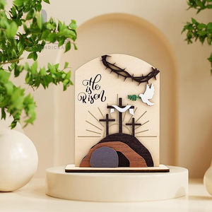 <span class=keywords><strong>Cruz</strong></span> <span class=keywords><strong>de</strong></span> madera rústica escena <span class=keywords><strong>de</strong></span> resurrección madera Jesús Tumba Vacía recortes para Iglesia hogar Pascua decoración cristiana adornos regalo - Product Image 4