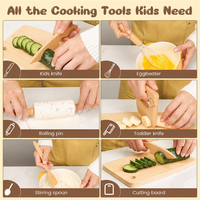 Juego de Cocina de Madera de 6 Piezas, Utensilios de Cocina de Juguete Seguros para Niños, Cocina de Juguete para Niños
