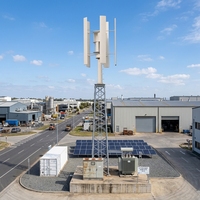 Éolienne à axe vertical H-50 kW hors réseau/sur réseau, type H, 30/50 kW, 380 V, hauteur 10 m, en alliage d'aluminium, 5 pales, roue de 8 m