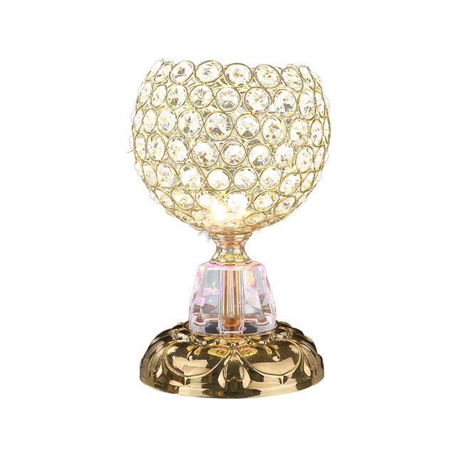 Modern Luxury Golden Metal Table Lamp with E14 LED Bulb Dimmable Warm White Light for Bedroom Bedside Use