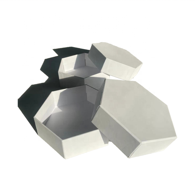 Custom Design Rigid Cardboard Magnetic Double Door Paper Hexagon Sweet Wedding Bridesmaid Gift Packaging Box With Ribbon