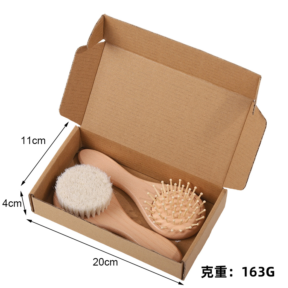 16127 Coffret en cuir de 2 brosses rondes en laine de hêtre