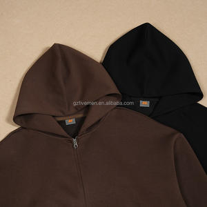 كنزة صوفية مقصوصة بسحاب مقاس كبير للرجال من الشركات المصنعة للوزن الثقيل بدون فراغات مصممة سترات رياضية بهودي للرجال - Product Image 2