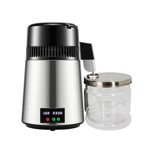 750W 4L Stainless Steel Color Water Distiller with Automatic Shut-off and Removable Collection Cup