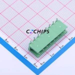 JL396R-39608G01 Plug-in Terminal Block Bent Lead Through Hole,P=3.96mm Connector Board-to-Board / Socket Open 1x8P 3.96mm Green - Product Image 1