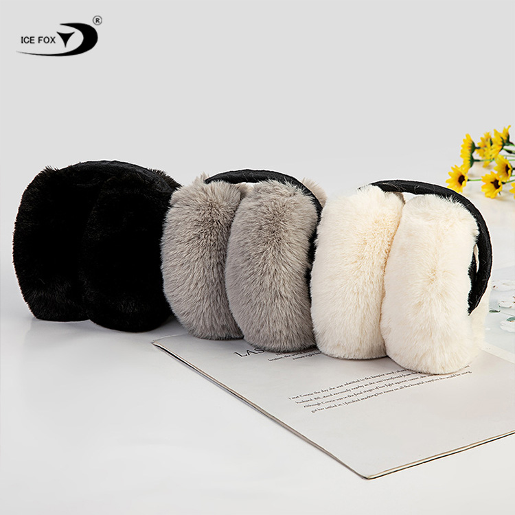 New Design Foldable Winter Earmuffs Men Women Artificial Rabbit Fur Earmuffs