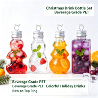 Bouteille de jus en plastique transparente jetable sphérique pour animaux de compagnie, 250 ml, avec couvercle