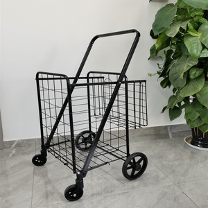 Carrito <span class=keywords><strong>de</strong></span> Compras Plegable Resistente con Ruedas, Carrito Utilitario Plegable <span class=keywords><strong>de</strong></span> Doble Cesta para Comestibles, Lavandería y Equipaje - Product Image 1