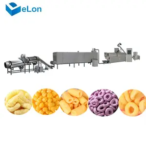 small rice puffed corn puff puffs flakes snack extruder making machine