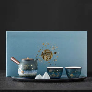Ensemble de tasses <span class=keywords><strong>en</strong></span> céramique florale de lotus 3,5 oz Poterie émaillée traditionnelle flamboyante Bleu clair Ensemble de tasses à thé Théière Ensemble de tasses <span class=keywords><strong>en</strong></span> porcelaine artisanales - Product Image 4