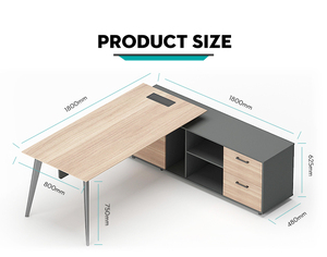 Juego de escritorio de oficina ejecutiva de diseño, muebles de oficina, muebles comerciales, escritorio de trabajo, mesa de oficina de lujo de madera con sillas - Product Image 3