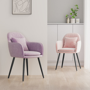 Juego de Sillas de Comedor Nórdicas, Diseño Moderno, Estructura de Hierro, Tela de Terciopelo, Sillas Ergonómicas de Descanso con Respaldo, Ecológicas y Duraderas para Salón - Product Image 2