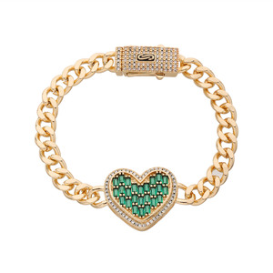 Gioielli alla Moda Bracciale con Charm a Forma di Cuore Placcato Oro 14K per Uomini Donne Coppie - Product Image 2