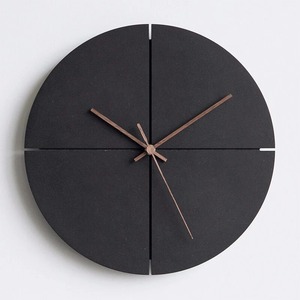 Black Wooden <b>Wall</b> <b>Clock</b> <b>Silent</b> Quartz Round Needle Display Decorative Timepiece for Living Room Office - Product Image 1