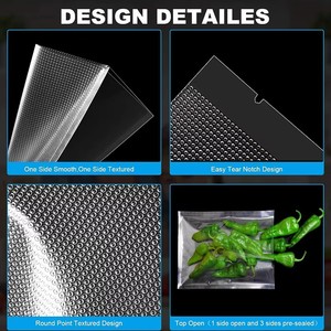 Film sous vide gaufré en PE imprimé sur mesure, sacs plastiques thermoscellables pour aliments, snacks, légumes, viande, bœuf, bonbons - Product Image 2