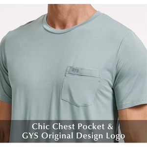 Men's Short Sleeve Pajama <b>Top</b> Soft Bamboo <b>Viscose</b> Crew Neck Casual Sleepwear Wholesale Mens Pajama Shirt - Product Image 3