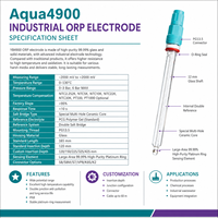 Aqua4900 pH-mètre portable numérique avec capteur de profondeur d'insertion personnalisé en verre 165 mm PG13.5 pour eau du robinet (secondaire)