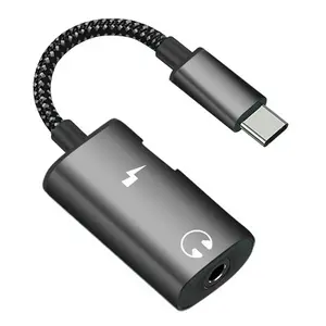 USB Tipo C para Dual USB C Female Audio Headphone e Tipo C Adaptador de Carregamento Splitter Música 2 em 1 Cabo Aux