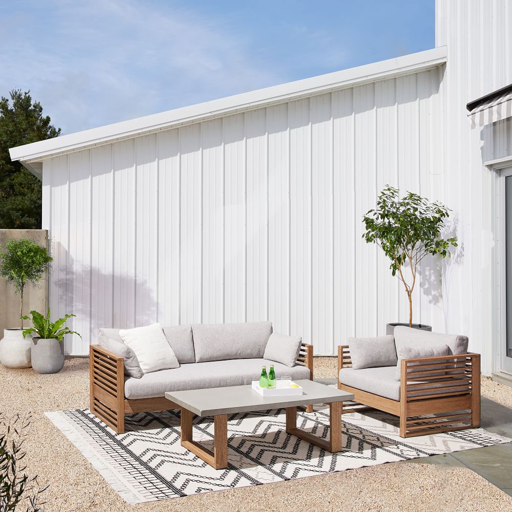 New arrival luxury modern teak outside sectional patio garden sofas set outdoor furniture