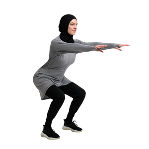 Breathable Essential <b>Modest</b> Training <b>Tops</b> Ice Green Regular Fit Layer-Free Quick Dry Fabric Women's Polyester/Cotton Sportswear - Product Image 2