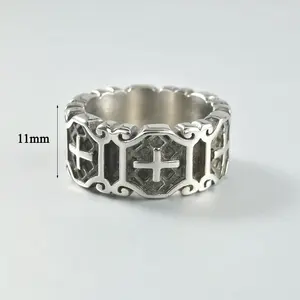 In acciaio inossidabile stile Vintage Punk anelli Rock religione cristiana croce pollice anello per gli uomini padre gioielli regalo accessori