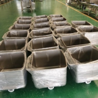 Chariots à roulettes en acier inoxydable de qualité alimentaire de 200l, 300l, 400l, bacs à décharge