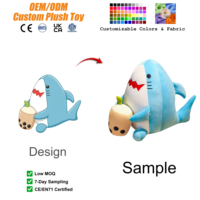 Peluche personnalisée Requin Thé au Lait – Créez vos propres animaux en peluche mignons – Couleurs et logo personnalisables – Vente en gros OEM ODM