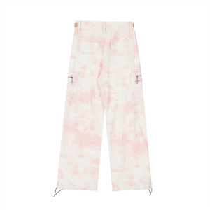 High Street tie-dye pantalones moda múltiples bolsillos pantalones vaqueros de pierna ancha de estilo colorido para hombres - Product Image 4