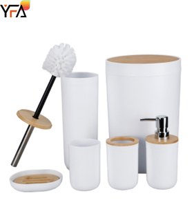 <span class=keywords><strong>Bambou</strong></span> Accessoire De Salle Set-avec Poubelle <span class=keywords><strong>Brosse</strong></span> À Dents Titulaire Distributeur de Savon Savon, Lotion Ensemble Tumbler Tasse, 4-6 Pièces Ensemble De Bain - Product Image 3