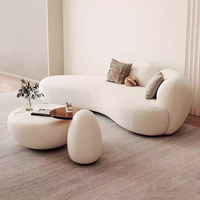Canapé Courbé Blanc Style Nordique Wabi Sabi, Mobilier de Luxe pour Salon, Extensible, Capitonnage et Fonction Inclinable, Idéal Appartement, Hôtel, Villa