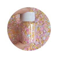 Campuran Payet Kuku Putih Pink Kuning untuk Kerajinan Tumbler, Glitter Bintang Hati Cangkang Bunga, Payet Paillettes, DIY Manikur Seni Kuku