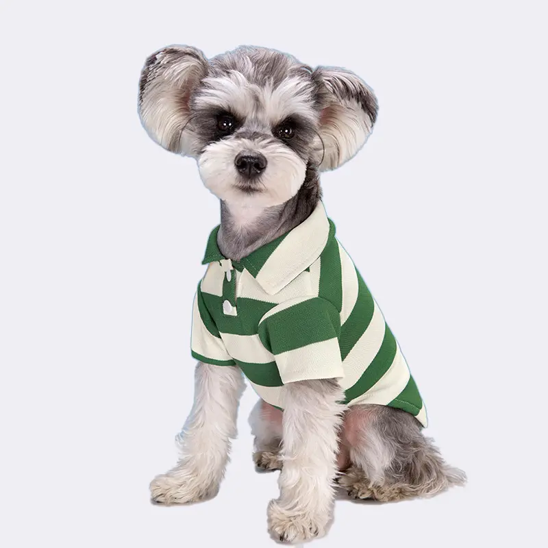 Köpek giysileri çizgili POLO tişört köpek yelek nefes yumuşak bahar ve yaz klasik yavru yelek evcil hayvan giysileri