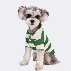 犬の服ストライプPOLOTシャツ犬のベスト通気性のある柔らかい春と夏の古典的な子犬のベストペットの服