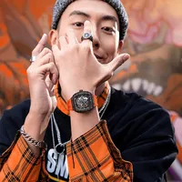 Mark Fairwhale Herren Automatische Mechanische Uhr Kohlefaser-Lünette Gummiband Wasserdicht Leuchtend Sport-Chronograph FW-6660
