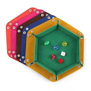 Hexagonal Velvet Dice Tray <b>Collapsible</b> <b>Storage</b> <b>Box</b> Pu Tray Velvet Desktop <b>Storage</b> <b>Box</b> - Product Image 5