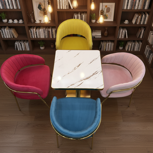 Sillas de Comedor de Terciopelo de Lujo con Patas Azul Dorado - Diseño Moderno para Hogar, Oficina y Almacén, Envío en 7 Días, Personalizable - Product Image 1