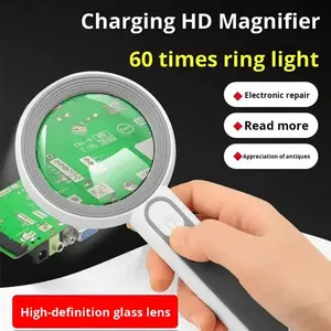 Lupa de Carga con Luz LED de Gran Calibre y Lente de Vidrio de 50 mm para Leer Libros/Periódicos, Reparación Electrónica, Tasación de Joyas - Product Image 4