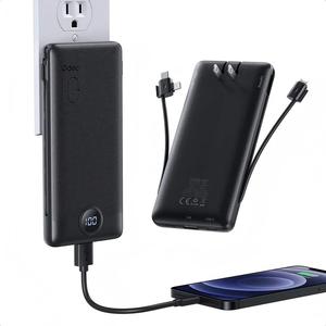 <span class=keywords><strong>Batterie</strong></span> <span class=keywords><strong>externe</strong></span> portable ultra-mince 10000 mAh à charge rapide avec câbles USB et Type-C intégrés - Product Image 3