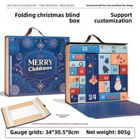 Grande Boîte de Calendrier de l'Avent Pliable Vide à Remplir Soi-même, Boîte Mystère Surprise pour Chocolats, Cosmétiques ou Cadeaux, avec Poignée