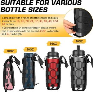 Adjustable Elastic <b>Water</b> <b>Bottle</b> <b>Holder</b> Multimount Molle <b>Bottle</b> Pouch Fits 16-40oz <b>Bottle</b> for Outdoor Hiking Camping Backpack - Product Image 3