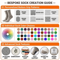 Chaussettes de Pilates antidérapantes avec logo personnalisé Chaussettes respirantes en coton, nylon, spandex Crew Grip pour