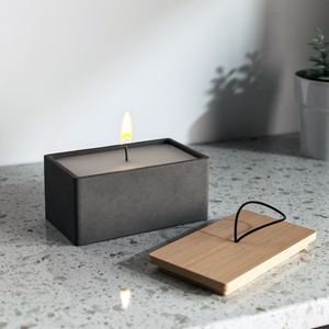 Récipient à bougies en béton <span class=keywords><strong>rectangulaire</strong></span> minimaliste moderne de 50oz avec <span class=keywords><strong>couvercle</strong></span> en bois écologique pour la décoration de la maison d'hôtel - Product Image 1