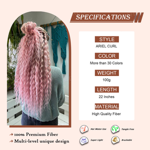 Extensiones de Cabello Sintético de 22 Pulgadas, Estilo Arie Curl, Rizado, Hippie Curl, Ondulado, Ondas Sueltas, Tejido Único, Teñido, para Trenzas - Product Image 2