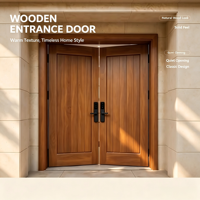 Portes doubles d'entrée en bois massif de luxe, porte d'entrée principale en chêne massif, porte double en bois pour villas